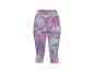 Capri-Fitness-Leggings mit abstraktem Blumenmuster in Rosa-, Blau- und Lilatönen.