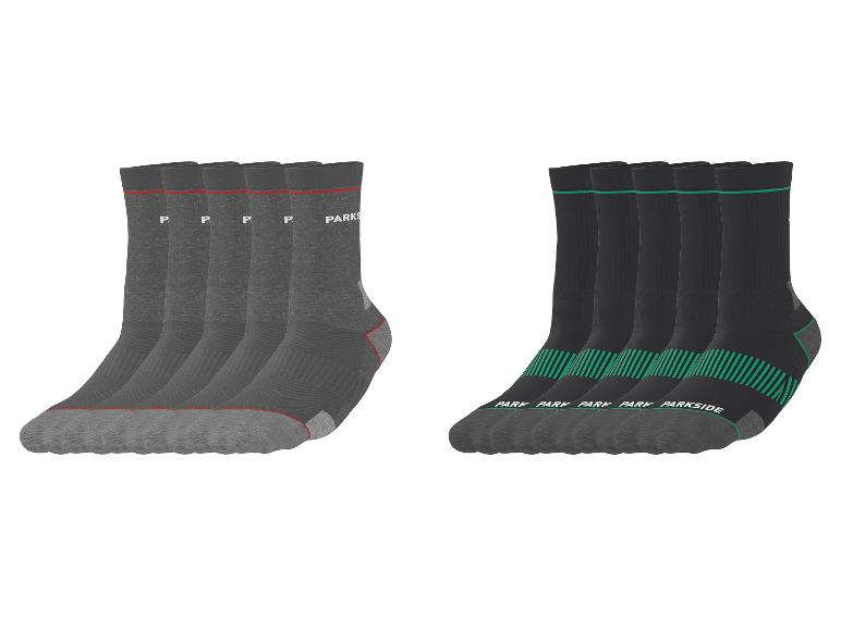 Sechserpacks grauer und schwarzer Parkside-Socken mit farbigen Details.