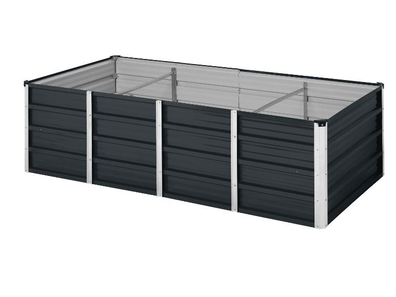 Rechteckiges Hochbeet aus Metall in Dunkelgrau