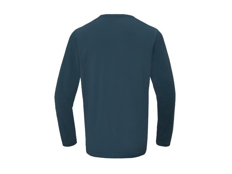 Dunkelblaues Langarm-T-Shirt, Rückansicht.