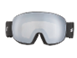 Silber verspiegelte Skibrille mit schwarzem Band und Schaumstoffpolsterung, Text „S2 SPEQ GmbH“ auf der Linse.