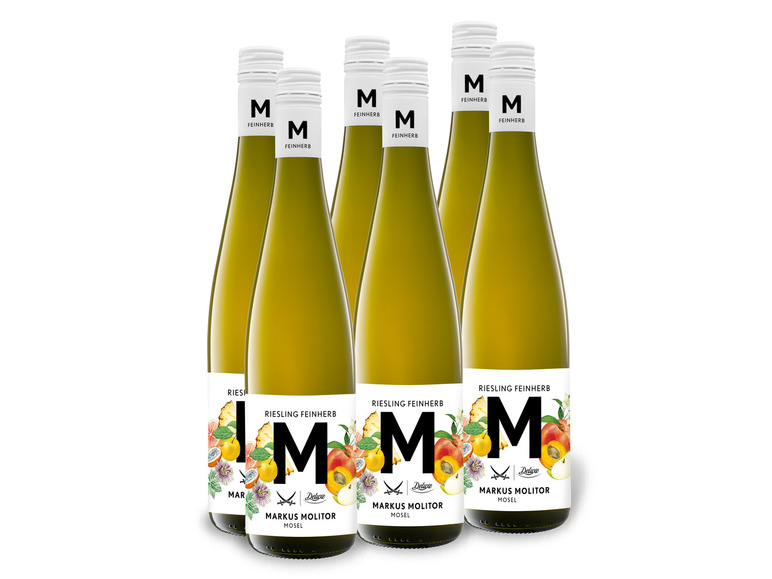 Gehe zu Vollbildansicht: 6 x 0,75-l-Flasche Markus Molitor "M" Sansibar Deluxe Riesling Mosel QbA feinherb, Weißwein - Bild 1