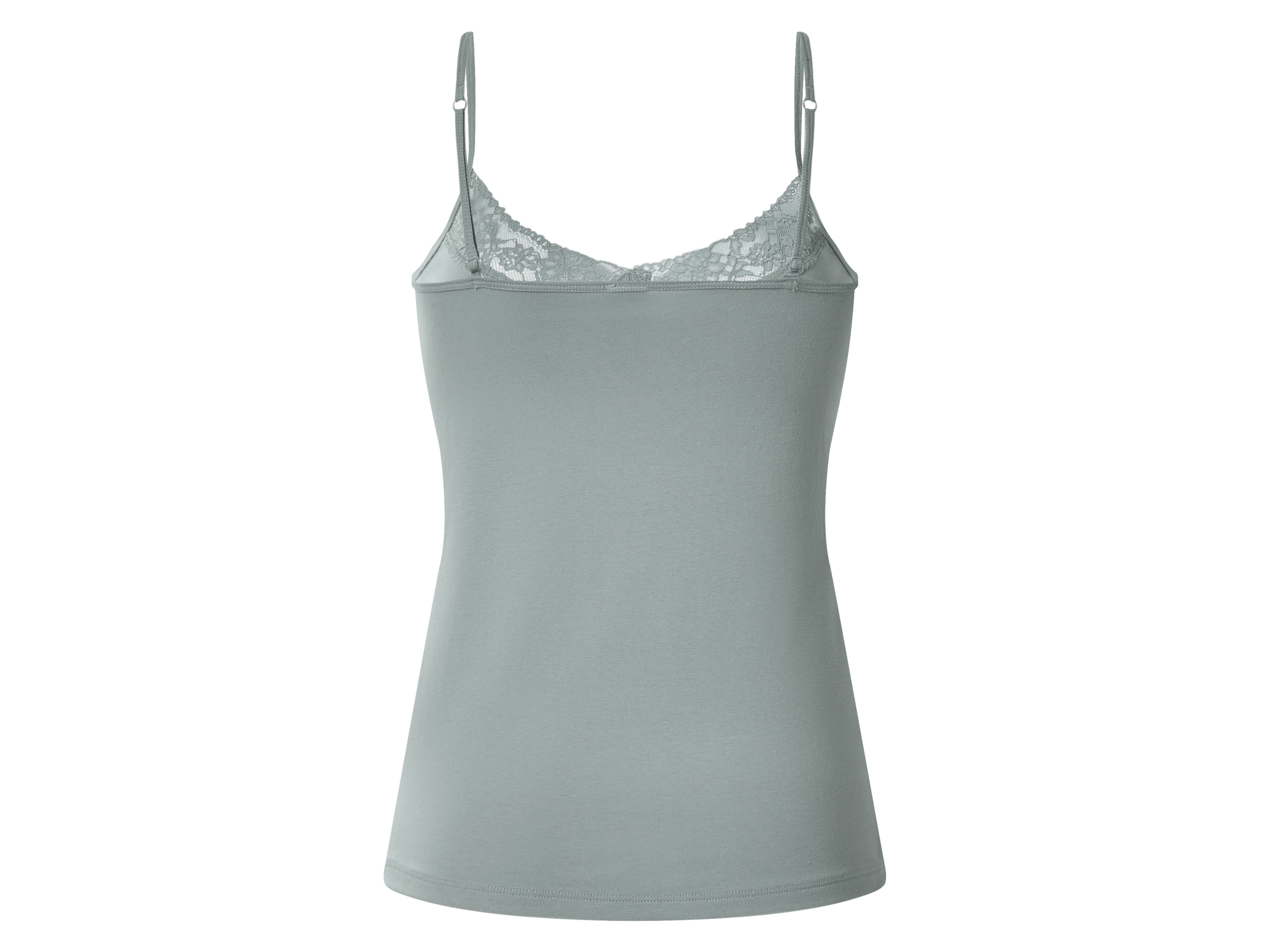 Thumbnail - esmara® Damen Spaghettiträgerhemd mit Spitze, 3 Stück (grün/blau/grau, XL(48/50))