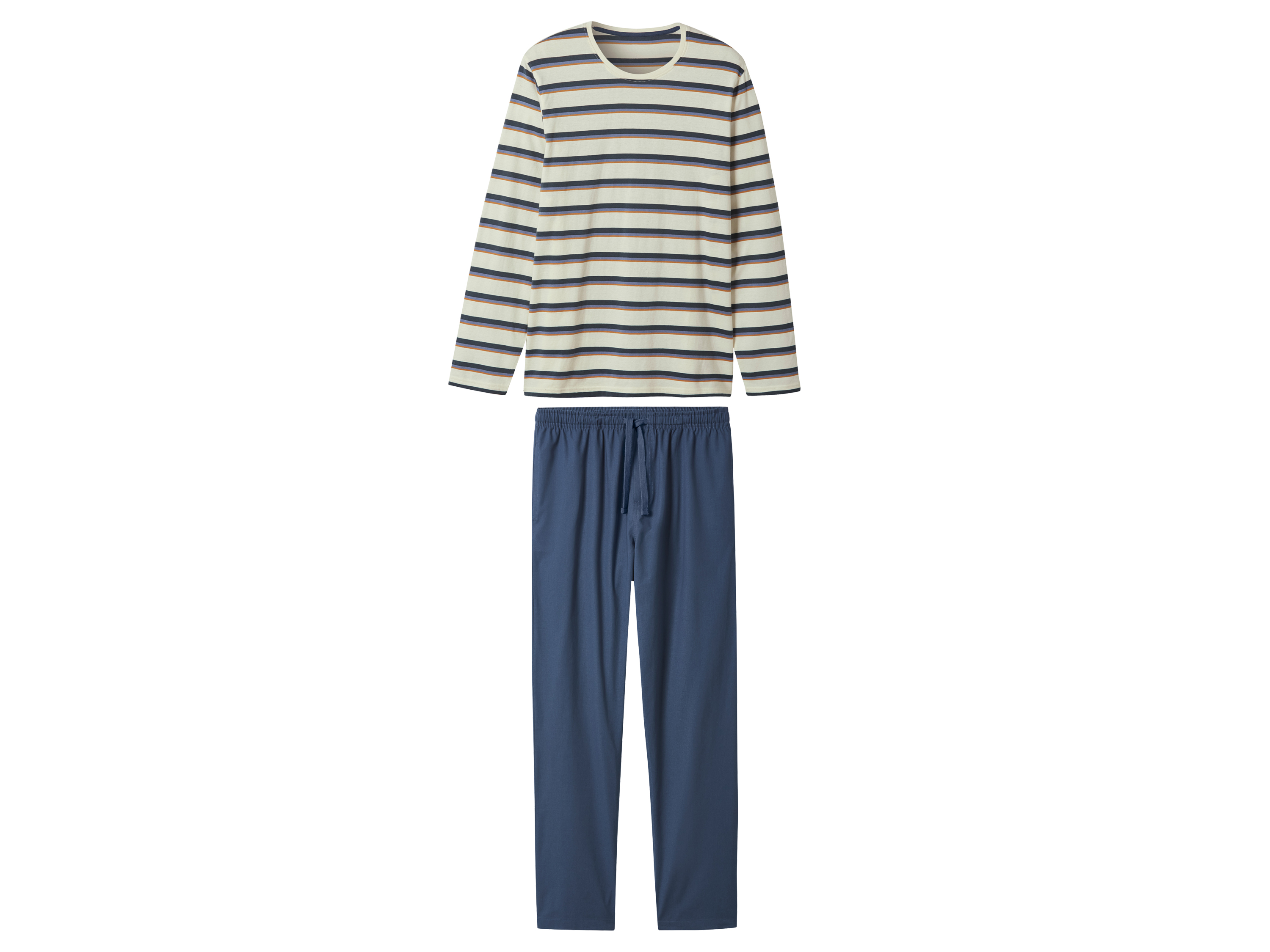ESMARA MEN Herren Pyjama (Streifen/weiß/navy, S (44/46))
