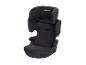 Schwarzer Kindersitz mit grünen Akzenten.