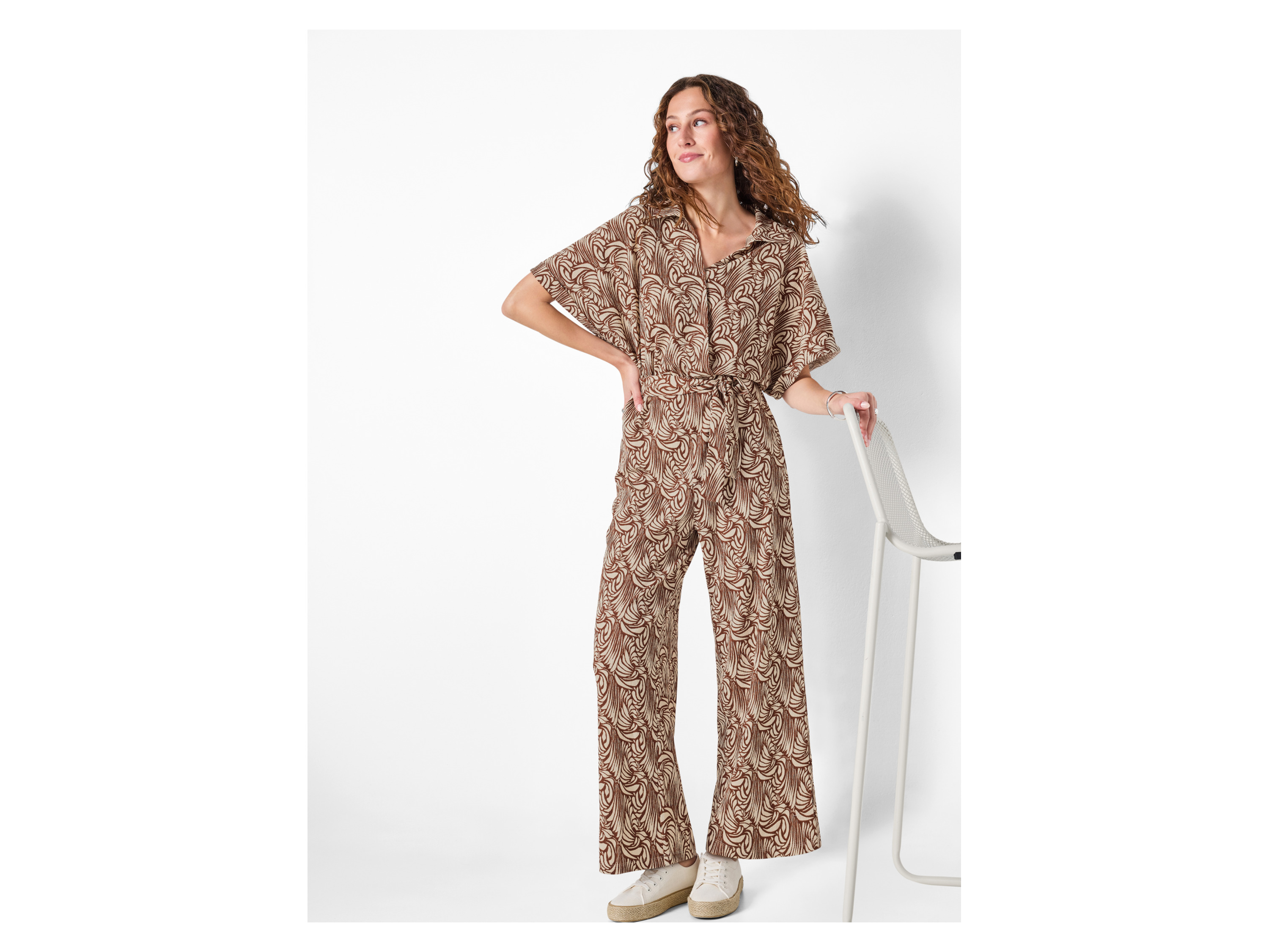 ESMARA® Damen Crêpe-Jumpsuit (braun/beige, M(40/42)) – Bild 2 von 4