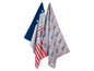 Zwei Geschirrtücher mit amerikanischer Flagge und Coca-Cola-Druck.