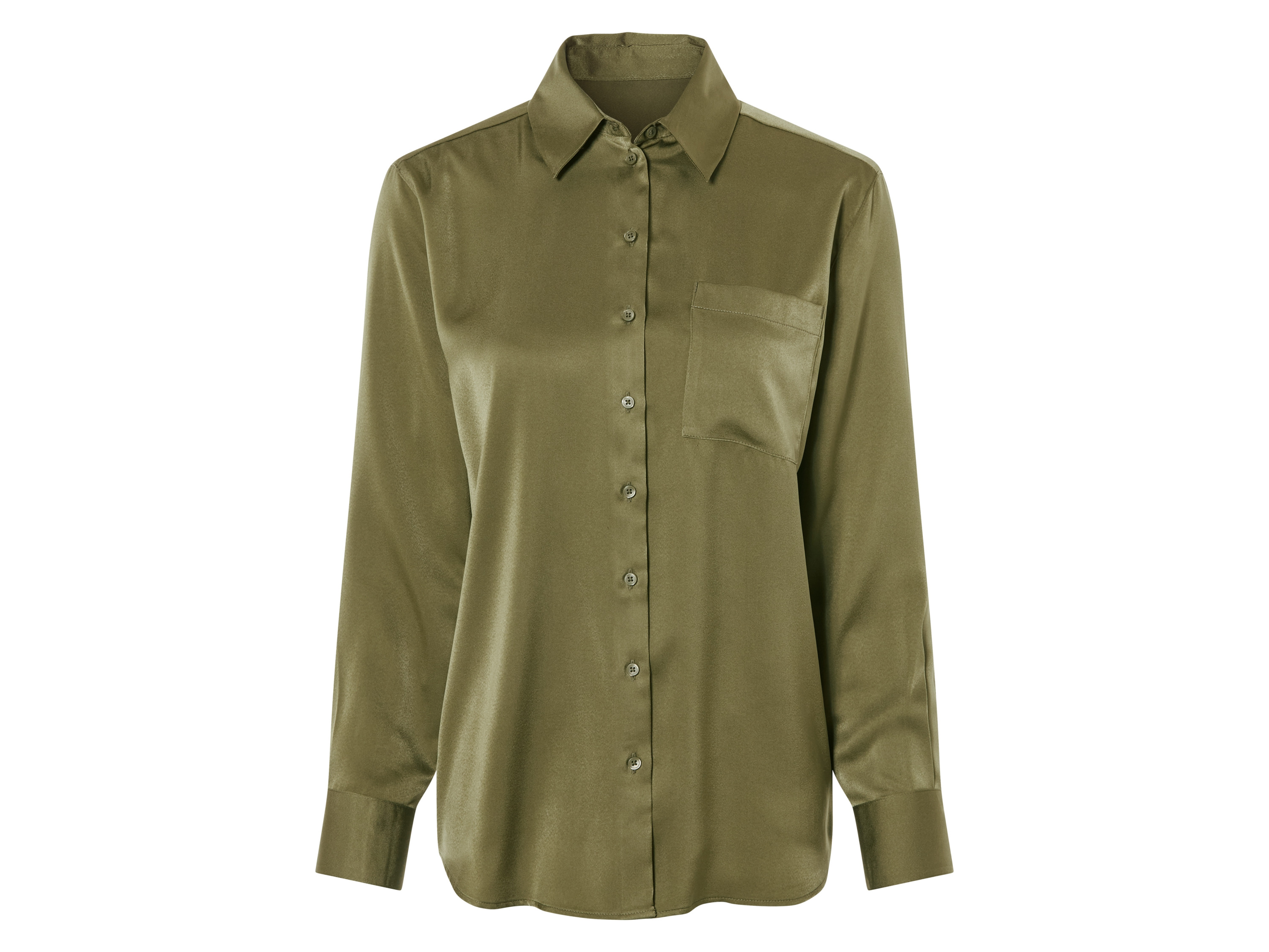 esmara® Damen Bluse Satin (Grün, 40)““ | schwarz Muster: braun: Leo-Muster Detail: matte Satin-Qualität