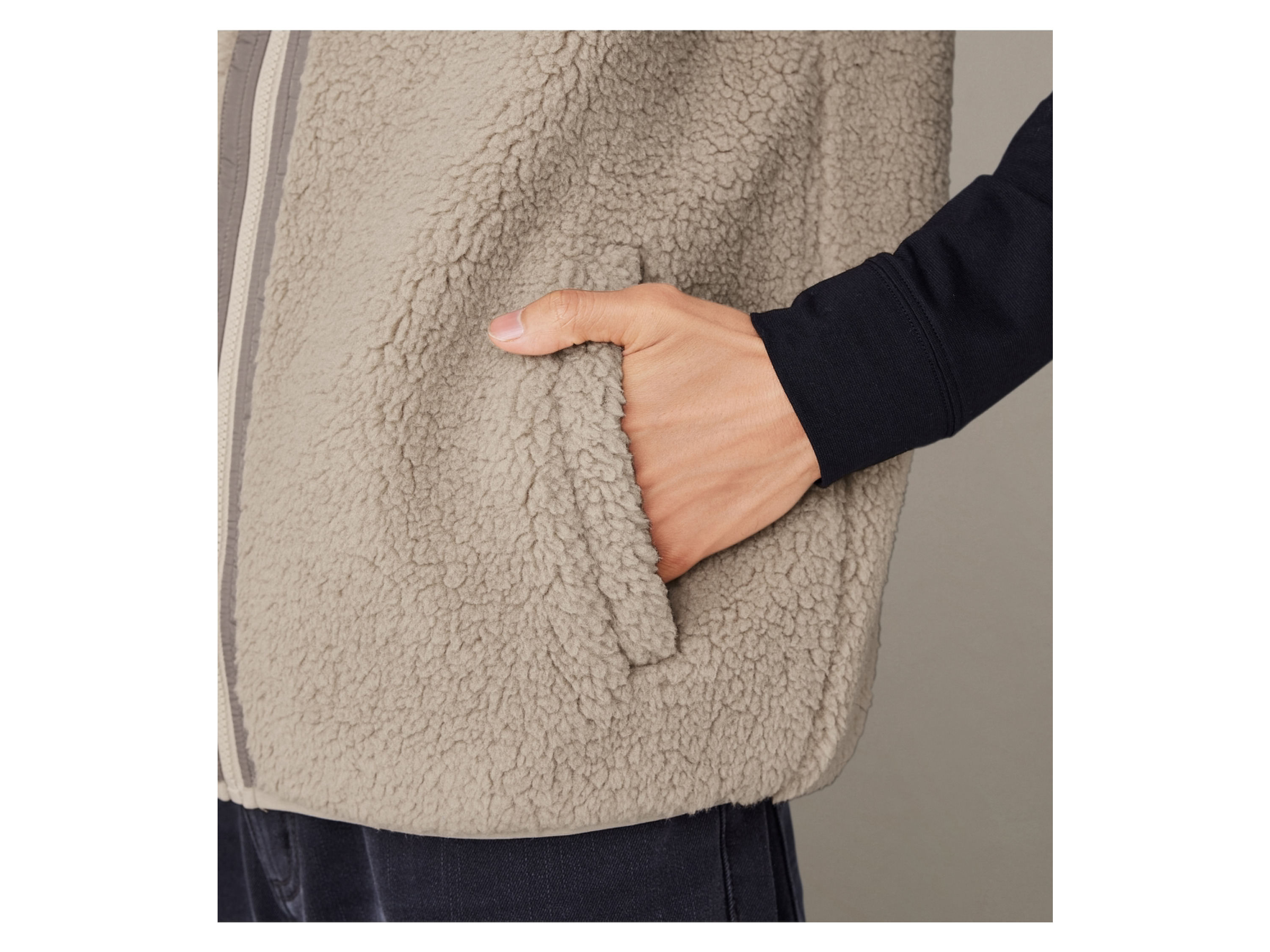 Thumbnail - LIVERGY® Herren Weste Teddyfell (Beige, XL(56/58))