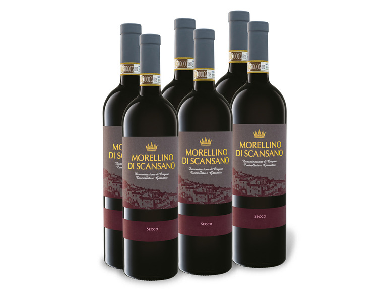 Gehe zu Vollbildansicht: 6 x 0,75-l-Flasche Weinpaket Morellino di Scansano DOCG trocken, Rotwein - Bild 1