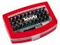 Schraubendreher-Bit-Set in roter Box mit verschiedenen Bits und Bithalter.