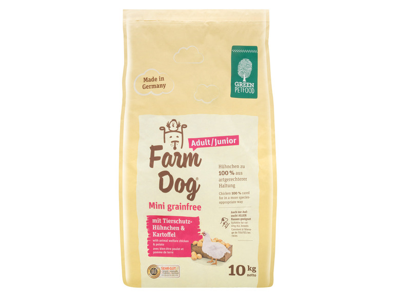 Gehe zu Vollbildansicht: Green Petfood FarmDog Adult/Junior Hundetrockennahrung Mini Grainfree, 10 kg - Bild 1
