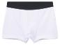 Weiße Boxershorts mit schwarzem Bund.