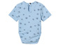Ein Baby-Body mit kurzen Ärmeln und Muschel-Print.