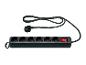 TRONIC® schwarze 6-fach Steckdosenleiste mit Schalter und Stecker