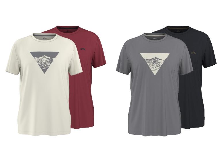 Herren-T-Shirts mit Bergmotiv in Weiß, Rot, Grau und Schwarz.