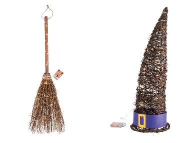 Halloween LED-Hexenbesen /-Hexenhut