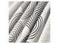 Weißer Stoff mit grauen und schwarzen, wellenförmigen Linien.