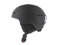 Mattschwarzer Skihelm mit Lüftungsschlitzen und verstellbarer Schnalle.