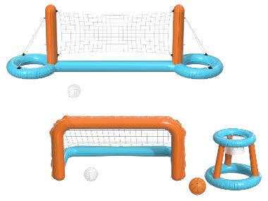 CRIVIT Pool-Volleyballnetz / Pool-Tor-und-Korb-Set, aufblasbar