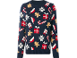 Dunkelblauer Weihnachtspullover mit festlichen Motiven