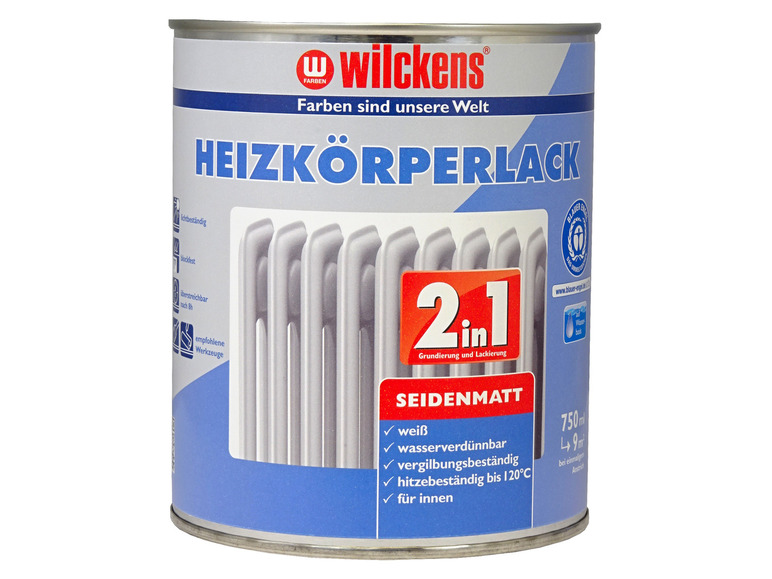 Wilckens Heizkörperlack für innen, wasserverdünnbar, 2 in 1, weiß