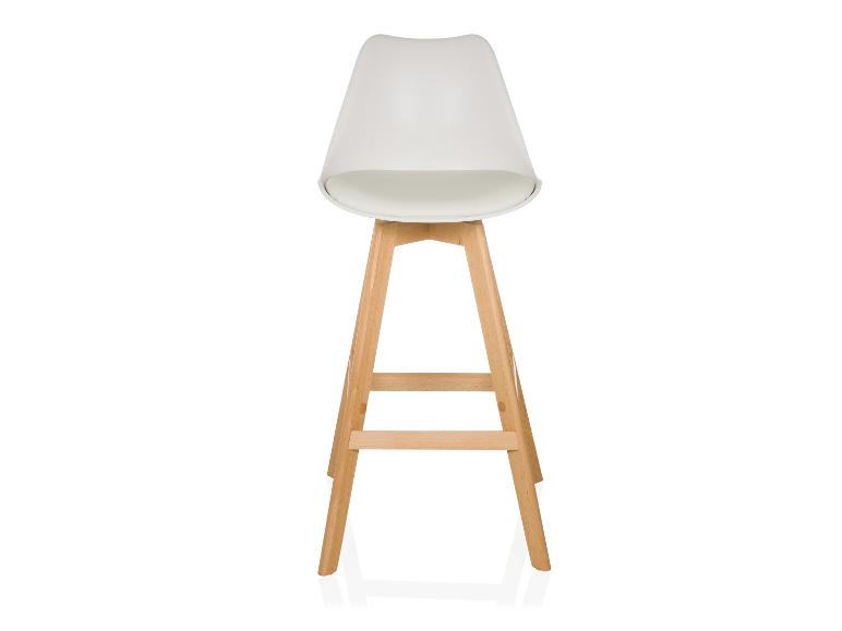 Weißer Barhocker mit Holzbeinen