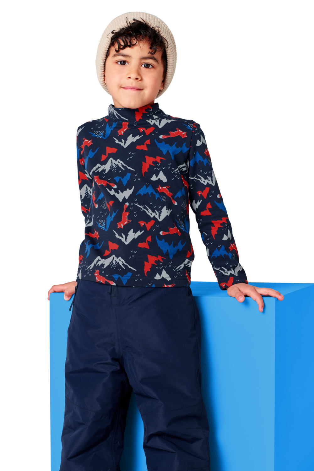 LUPILU® Kinder-Thermo-Langarmshirts (blau/gemustert, 86/92) – Bild 2 von 4