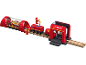 Feuerwehrzug-Set mit brennendem Tunnel, Station und Figuren.
