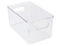 Eine transparente Aufbewahrungsbox mit Griffen.