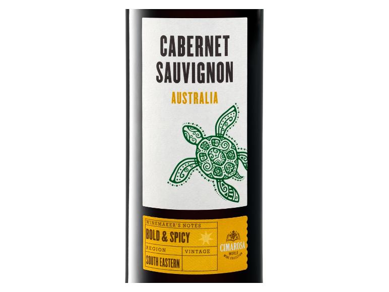Australisches Cabernet Sauvignon Rotwein-Etikett mit Schildkröten-Design.