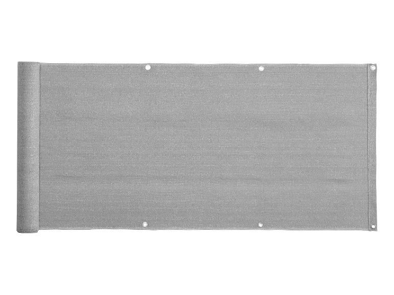 Grauer aufrollbarer Balkon- oder Terrassensichtschutz mit Metallösen