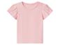 Rosa Kurzarm-T-Shirt mit gerafften Schultern.