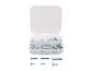 Transparente Sortimentsbox mit Schrauben und Verbindungshülsen in verschiedenen Größen.