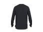 Rückenansicht eines schlichten schwarzen Langarmshirts.