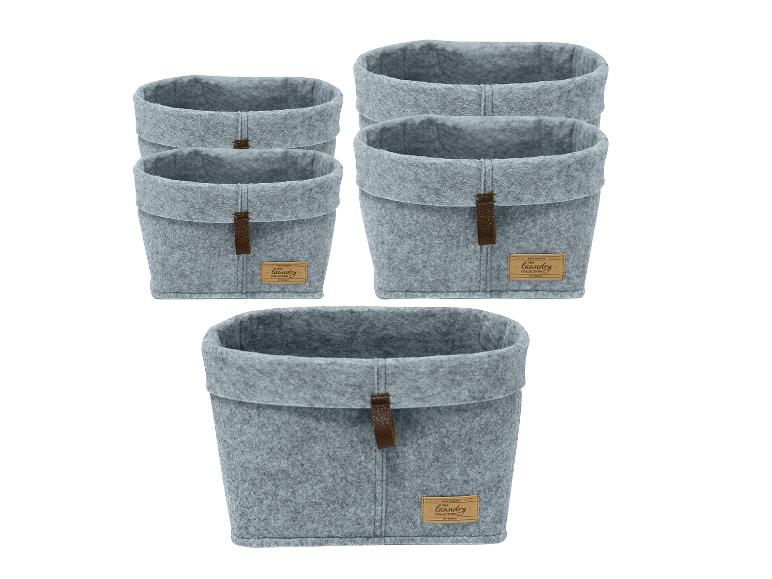 Fünf graue Filz-Wäschekörbe von Wenko.
