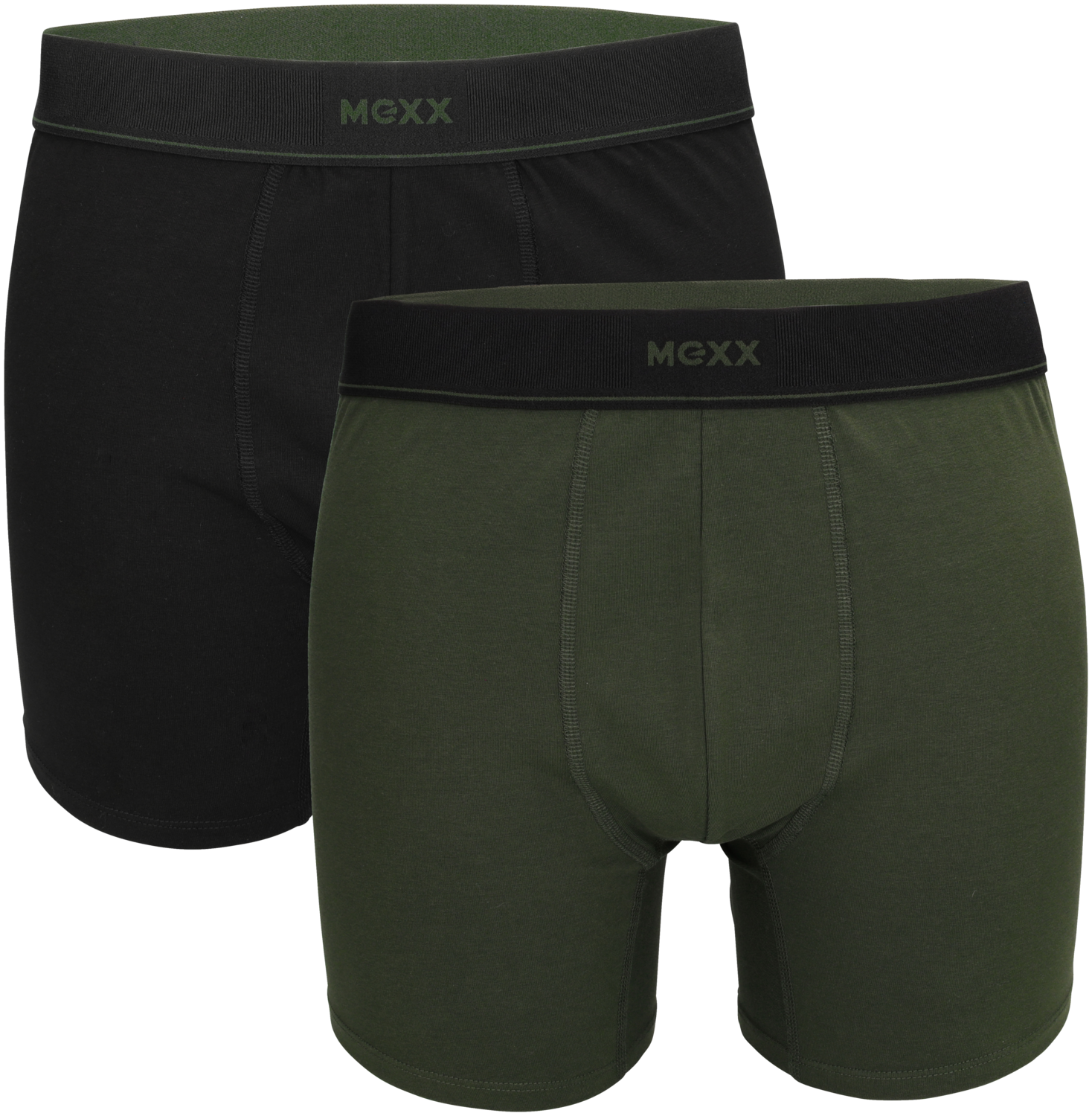 MEXX Herren Boxershorts, 2 Stück (Schwarz/Grün, M)