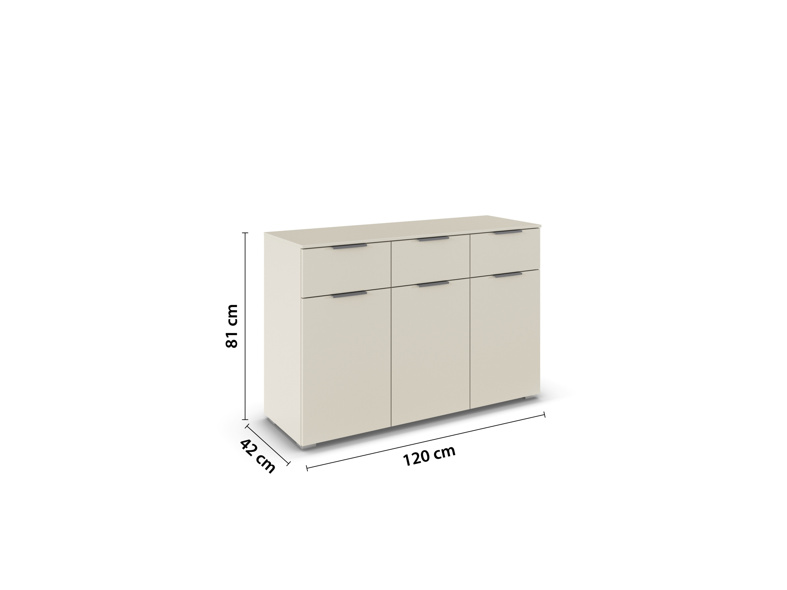 RAUCH ORANGE Alabama Kommode (3-türig, 3 Schubladen, Beige (Champagner), 120 x 81 cm) – Bild 3 von 4