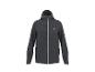 Dunkelgrauer Kapuzenpullover mit Reißverschluss und Waffelstruktur, ideal für Sport.