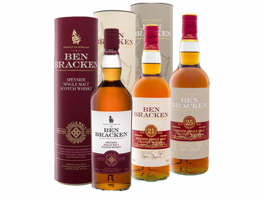 3 x 0,7-l-Flasche Ben Bracken Speyside Single Malt Scotch Whiskypaket 40 - 41,9% Vol