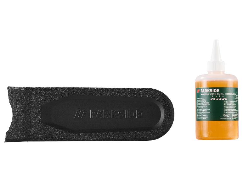 Parkside Bio-Kettenöl und Sägeblattschutz.