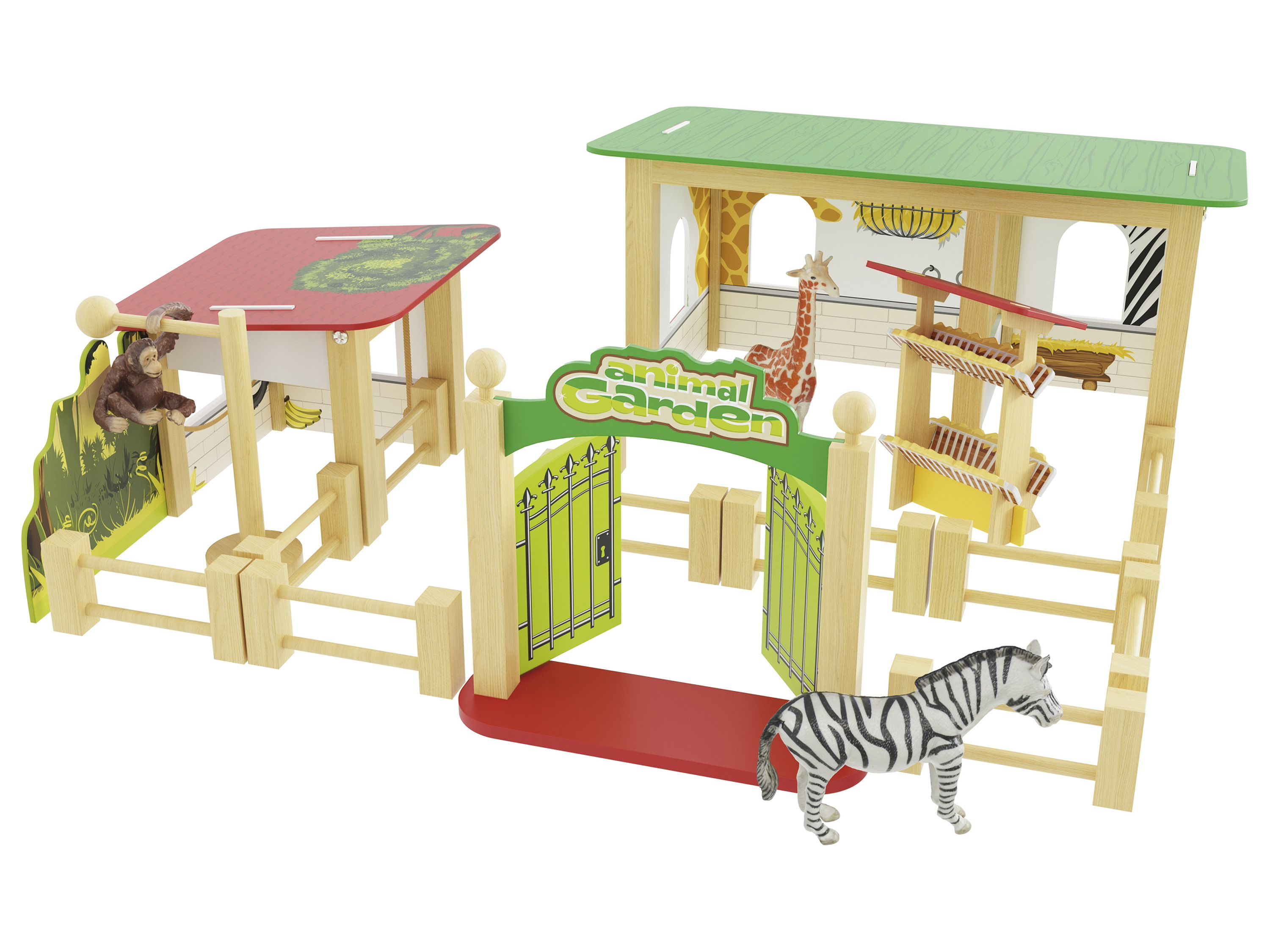 PLAYTIVE Animals Holz Bauernhof, Zoo und Feenbaum (Zoogehege)""