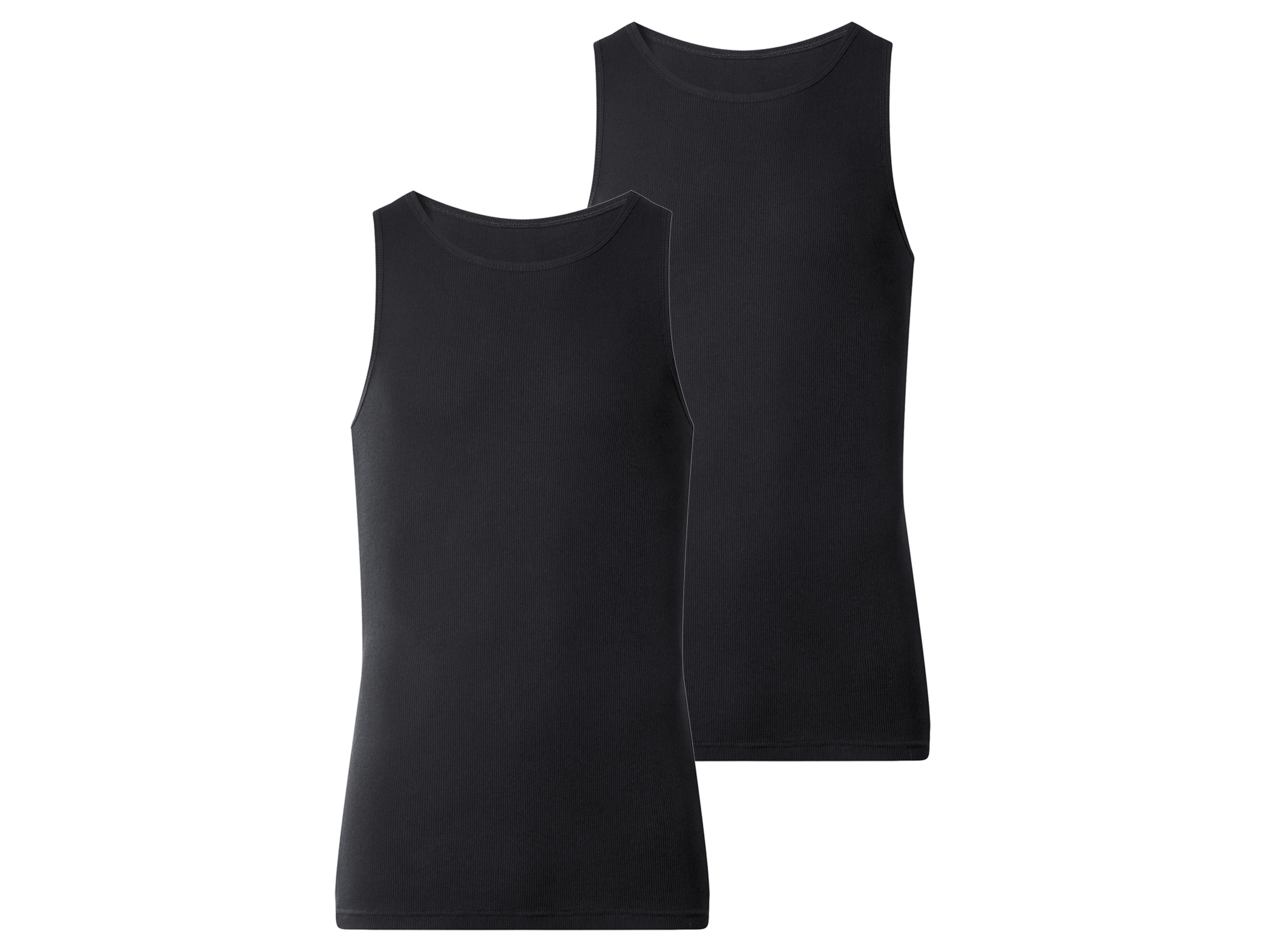 ESMARA MEN Herren Doppelripp-Achselhemden, 2 Stück (Schwarz, 7/XL)