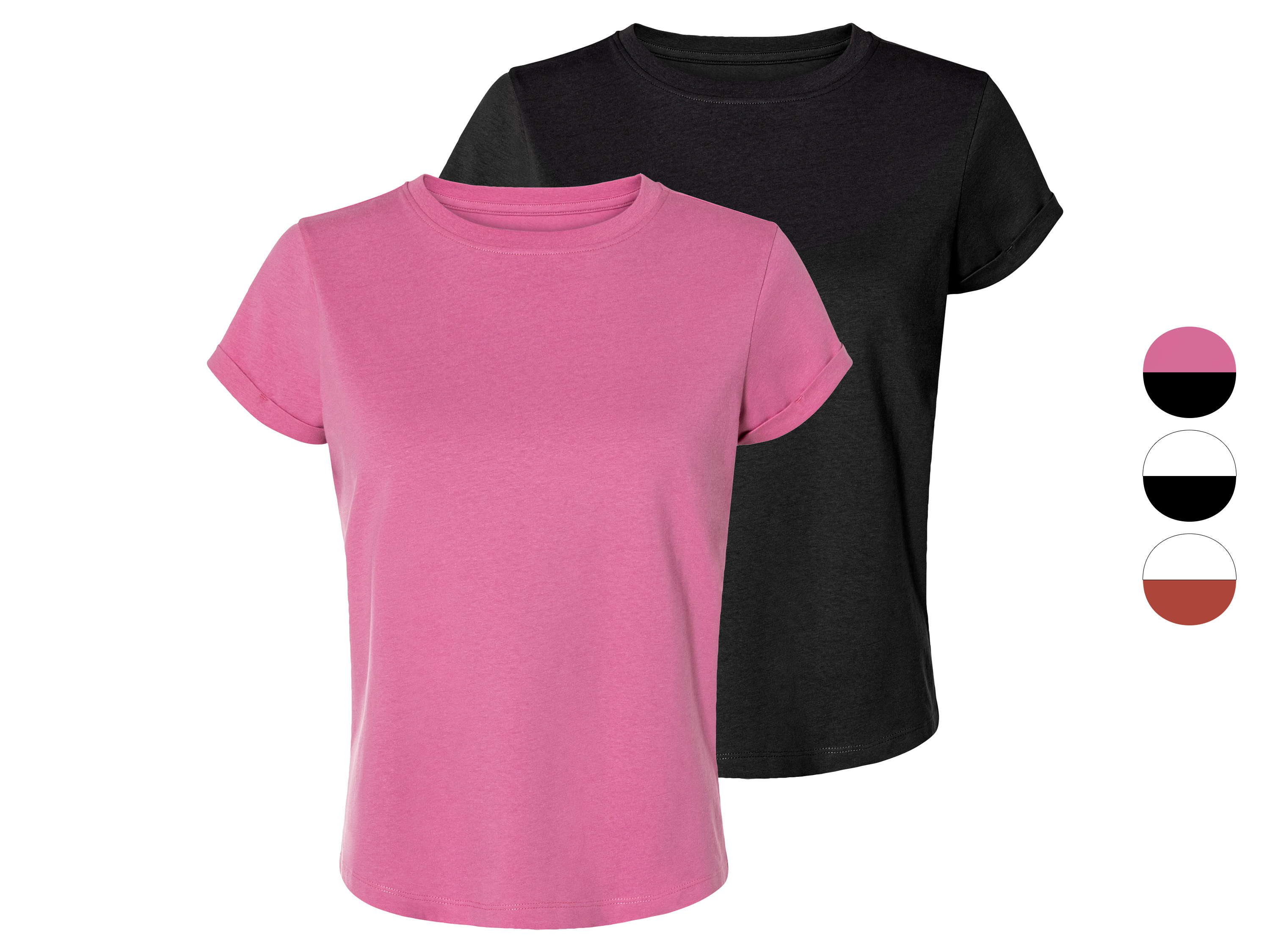 esmara® Damen T-Shirts, 2 Stück, reine Baumwolle