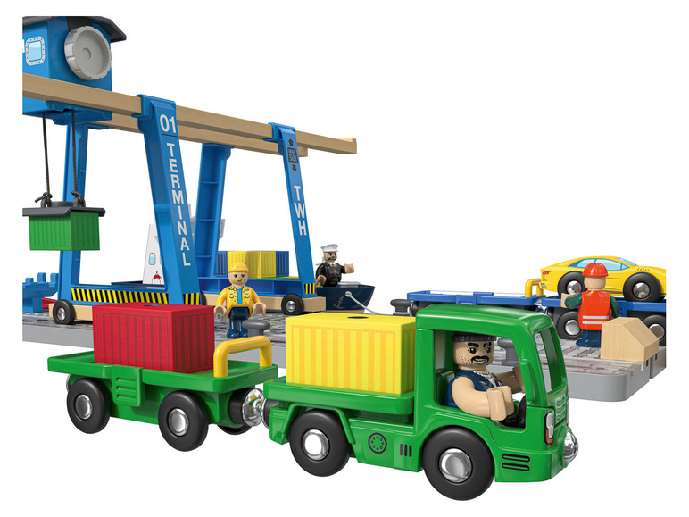 Gehe zu Vollbildansicht: Playtive Containerhafen Eisenbahn-Set, aus Echtholz - Bild 10