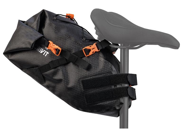 Schwarze Crivit Fahrradsatteltasche.