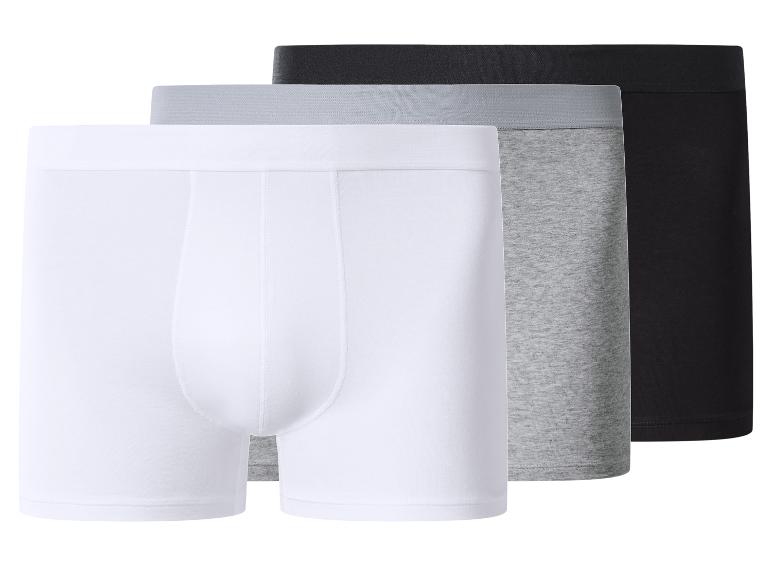Drei Boxershorts in Weiß, Grau und Schwarz