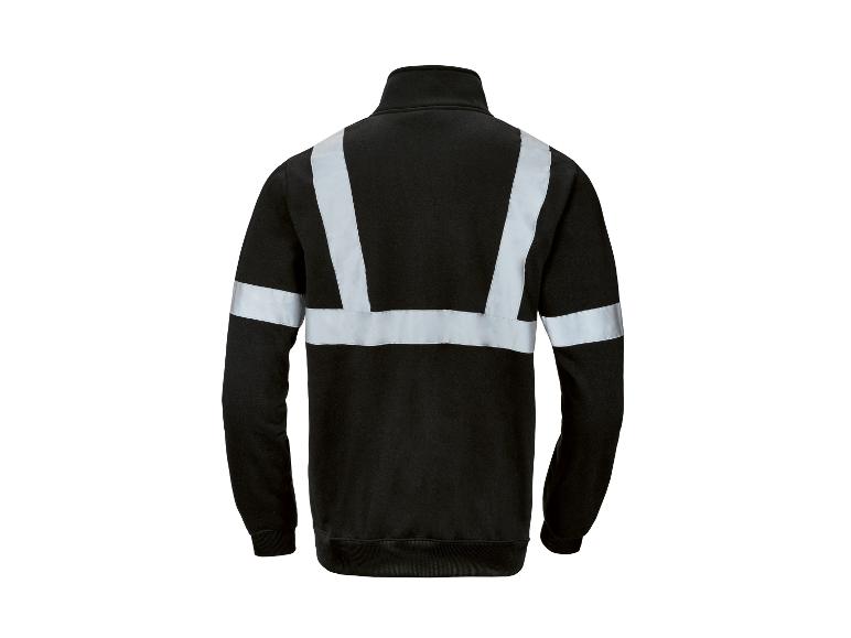 Schwarze Arbeitsjacke mit Reflexstreifen, Rückansicht