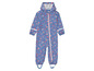 Blauer Regenoverall mit Blumenmuster für Kinder.