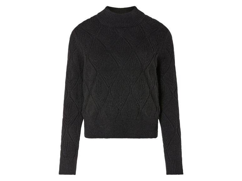 Ein schwarzer Pullover mit langen Ärmeln.